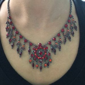 red & orange statement necklace